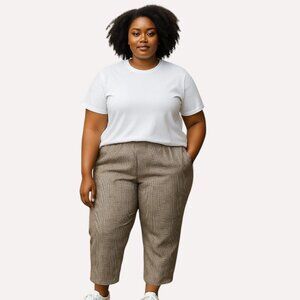 Sag Harbor Pants Womens Plus 22W Tan Pin Check Ankle Workwear Trousers Office